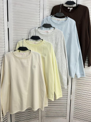 Лонгслів жіночий "30958" двохнитка петля (р: one size) 5 кольорів, в упаковці 5 шт. №386073