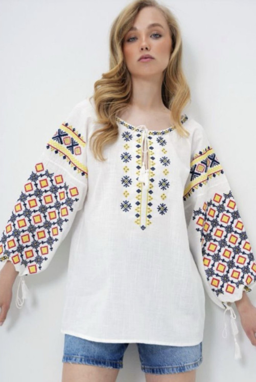 Вишиванка жіноча, льон (розміри: S,M,L ), в упаковці 3 штуки №330528 - Delux 909