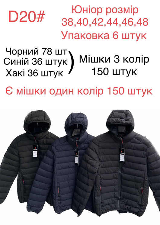 Куртка дитяча, плащівка, синтепон, м.D20 (Розмір: 38-46 ), 3 кольори, в упаковці 5 шт. №324296 - 