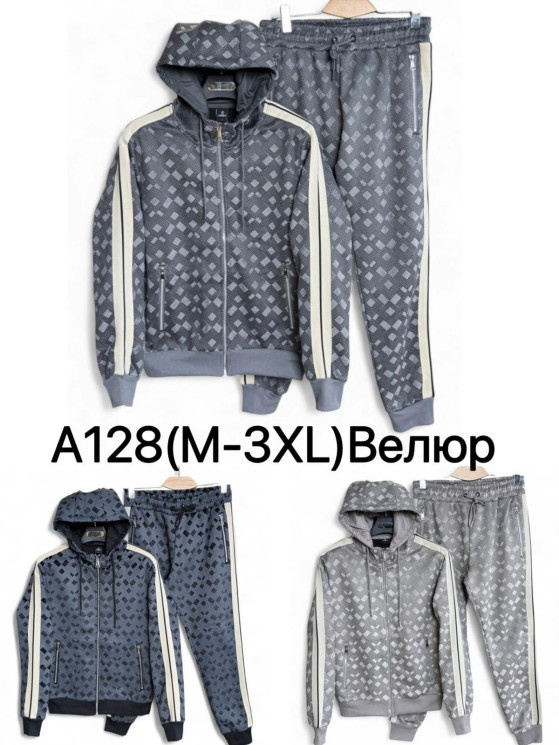 Спортивний костюм чоловічий, велюр, м.А128 (Розмір: M-3XL ), 3 кольори, в упаковці 5 шт. №337293 - 