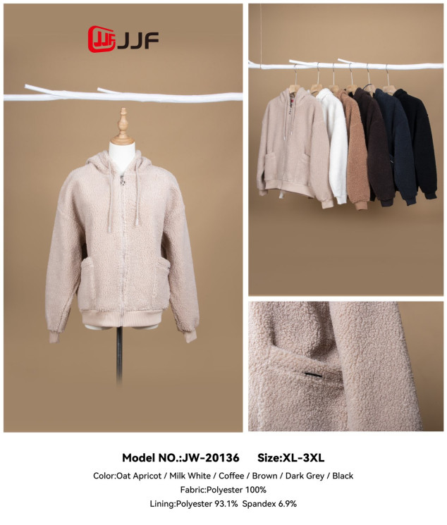 Толстовка жіноча барашка на хутрі м.JW-20136 (Розмір: XL-3XL) 6 кольорів в упаковці 5 штук №756889 - Coolme WE3111