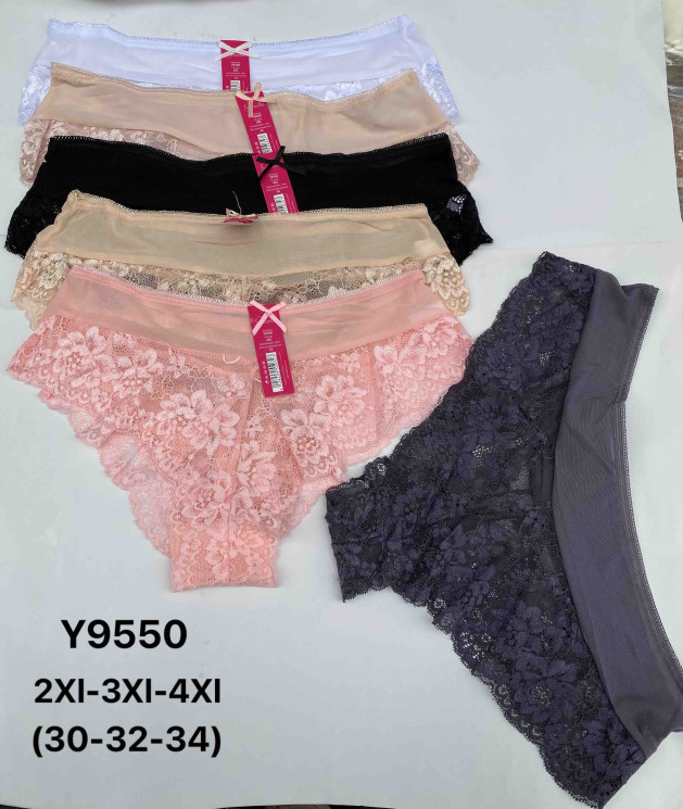 Труси жіночі, комбінований, м.Y9550 ( розмір: 2XL, ​3ХL, 4XL ), мікс кольорів, в упаковці 18 шт. №322542 - VanKiey 434