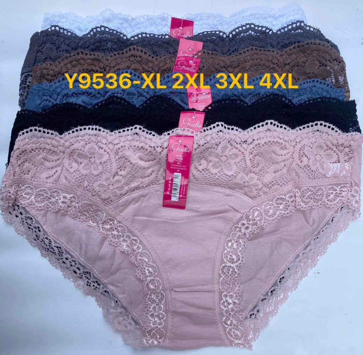 Труси жіночі, котон, м.Y9536 ( розмір: XL, ХХL, ХХXL, ХХХXL ), 6 кольорів, в упаковці 12 шт. №315275 - VanKiey 434
