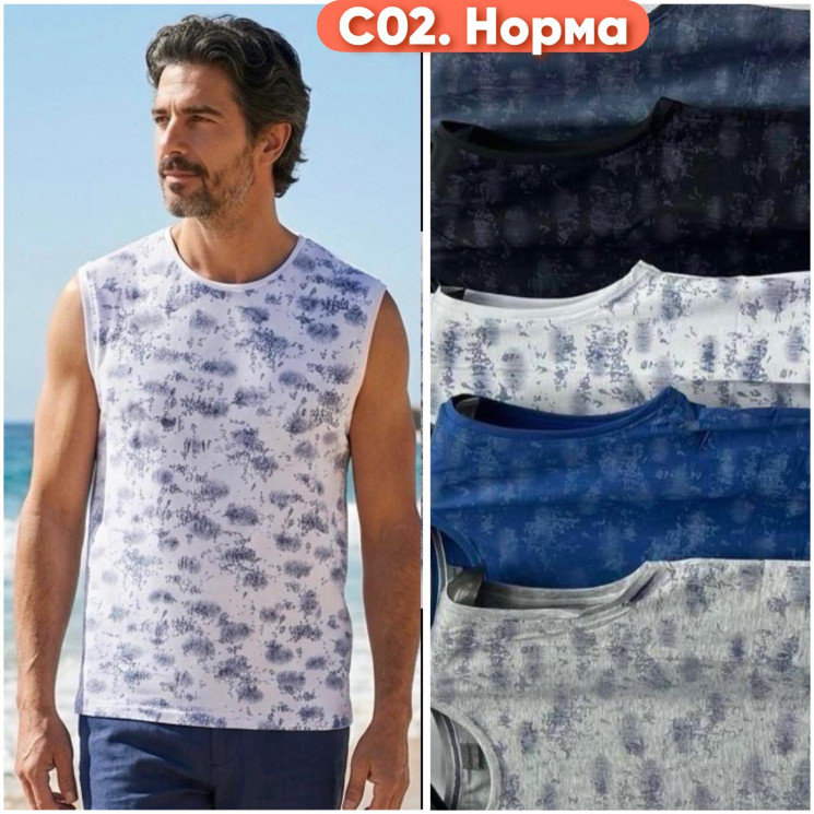 Майка чоловіча "C02" трикотаж (р: 46-54) мікс кольорів, в упаковці 5 шт. №384873 - Kelly ZL407