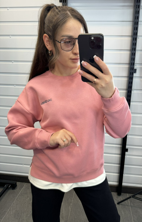 Світшот жіночий трикотаж Лакоста на мікрохутрі  м.271029 (р:XL-2XL) в упаковці 3 штуки №757983 - Coolme WE3111