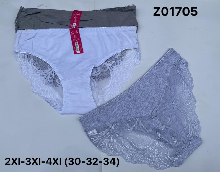 Труси жіночі, комбінований, м.Z01705 ( розмір: 2XL, ​3ХL, 4XL ), мікс кольорів, в упаковці 18 шт. №322543 - VanKiey 434