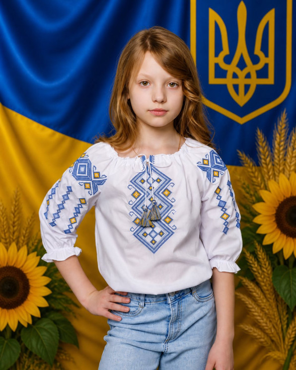 Вишиванка дитяча, паплін(розміри: 104-152), в упаковці 9 штук №343318 - Delux 909