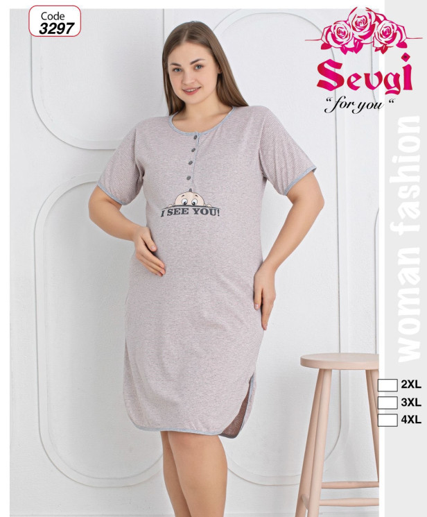 Нічна сорочка жіноча "3297" віскоза (р: 2XL,3XL,4XL) в упаковці 3 шт. №364702 - DisneyOpt SE893