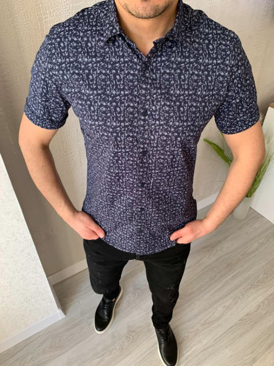 Сорочка No Brand р 3XL-6XL Чоловіча S2814 navy батал - NikNumbers SE1041-1042