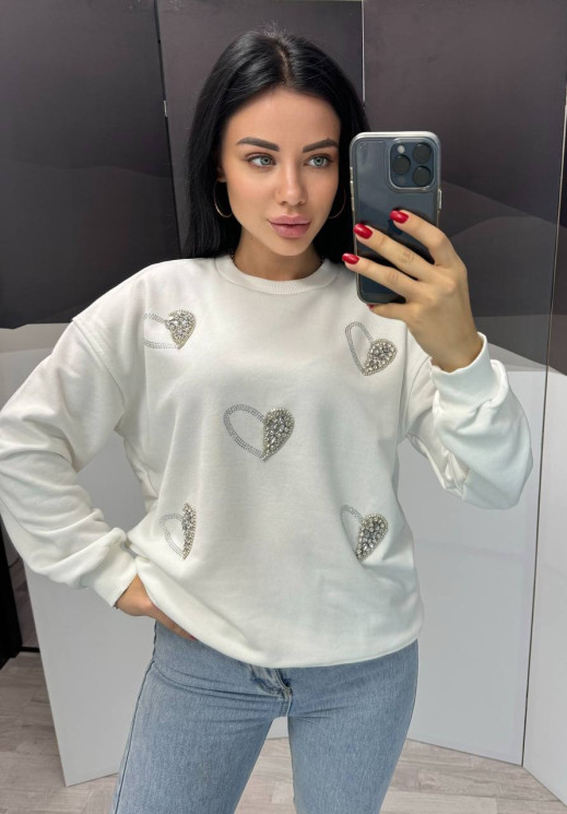 Батник жіночий з камінчиками, тринитка м. 5365 (р. S, M, L) №412663 - 