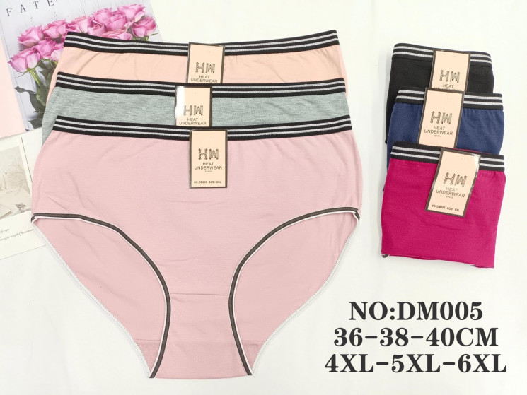 Труси жіночі, котон, м.DM005 ( розмір: 4XL-6XL ), мікс кольорів, в упаковці 12 штук №332274 - VanKiey 434