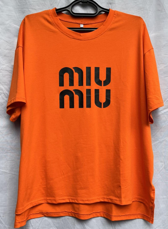 Футболка жіноча MIU MIU,  (р: 52-60), 3 кольора,  в упаковці 5 штук №751869 - Dakota