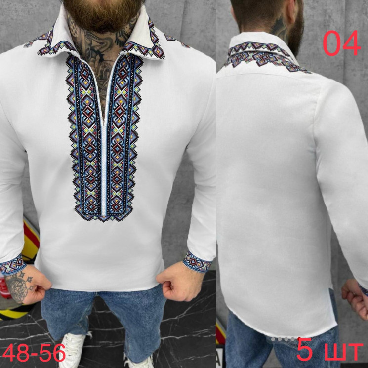 Сорочка чоловіча , бавовна з вишивкою, м. 04 (р: 48-56),  в упаковці 5 шт. №750433 - Nadiyka BG/PO2161-2162