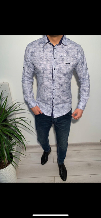 Сорочка No Brand р M-3XL Чоловіча S927 blue - NikNumbers SE1041-1042