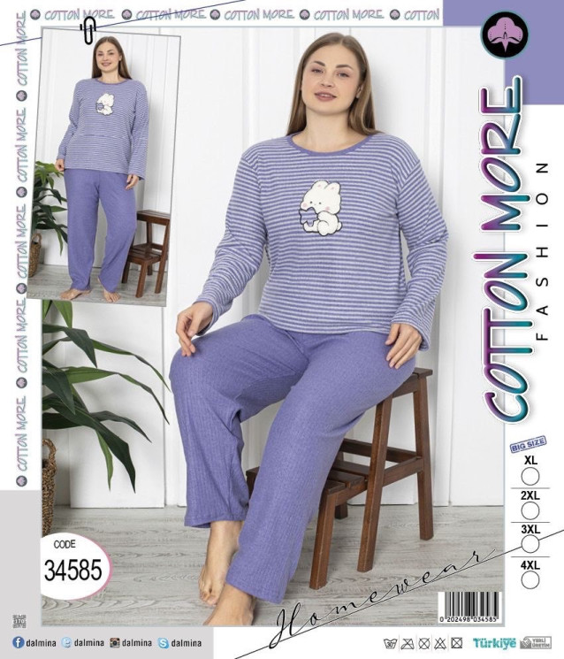 Піжама жіноча, інтерлок, м.34585 (р. XL, 2XL, 3XL, 4XL), в упаковці 4 штуки №322235 - Belio HR1840