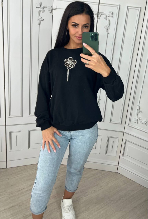 Батник жіночий декорований камінчиками, тринитка м. 5500 (р. S, M, L) №412664 - 