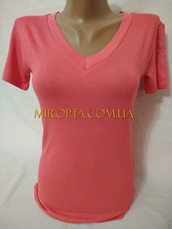 Жіноча футболка (42-44; 48-52) кораловий в роздріб №518434 - Price 3.1