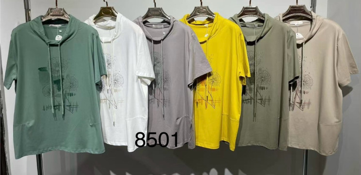 Футболка жіноча 8501 (р.50-54)  6 кольорів в упаковці 5 штук №754626 - Metro SE799