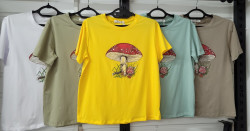 Футболка жіноча трикотаж м.6803 (р:XL-5XL)  5 кольорів в упаковці 5 штук  №762115