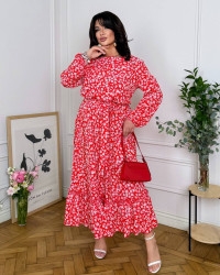 Сукня жіноча міді з поясом, софт м. 5492/1 (р: 2XL, 3XL, 4XL) №823808