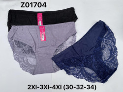 Труси жіночі, комбінований, м.Z01704 ( розмір: 2XL, ​3ХL, 4XL ), мікс кольорів, в упаковці 18 шт. №322546