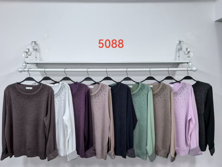 Светр жіночий кашемір з люрексом м.5088 (р.54-56) мікс кольорів в упаковці 5 штук №759182 - Yaoli WE3037