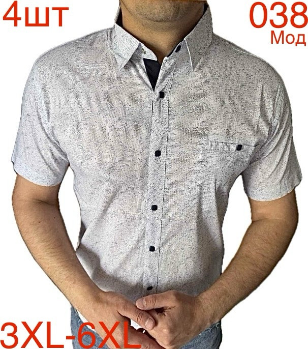 Сорочка чоловіча котон  м.038  (р: 3XL-6XL) в упаковці 4 штуки №753791 - Nadiyka BG/PO2161-2162