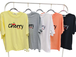 Футболка жіноча, котон (розмір: L-2XL ), мікс кольорів, в упаковці 6 штук №344619