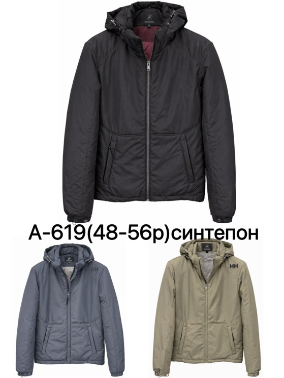 Вітрівка чоловіча, плащівка, синтепон, м.А619(р. 48-56 ), 3 кольори, в упаковці 5 штук №339228 - 
