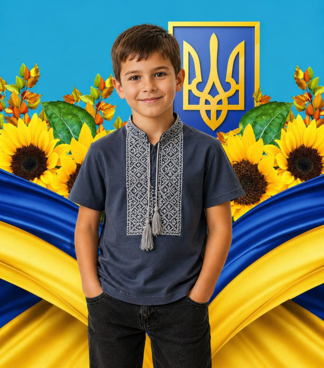 Футболка вишиванка дитяча, кулір (розміри: 116-164), в упаковці 9 штук №344761 - Delux 909