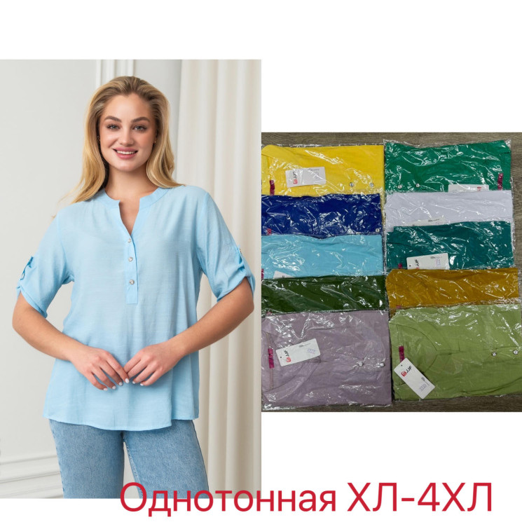 Сорочка блузка жіноча льон (Розмір: XL-4XL) 10 кол в уп 4 шт №157624 - 