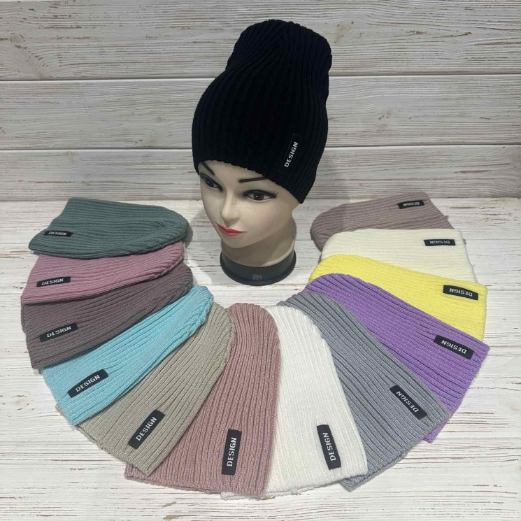 Шапка дитяча Design, трикотаж, одинарна в'язка (Р: 52-55 см), різні кольори, в упаковці 5 шт. №318930 - Great