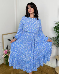 Сукня жіноча міді з поясом, софт м. 5492/1 (р: 2XL, 3XL, 4XL) №823809