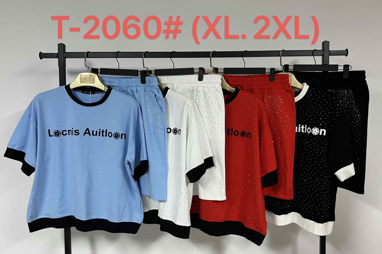Костюм жіночий котон з камінцями м.Т-2060 (р.XL-2XL) мікс кольорів в упаковці 5 штук №762581 - Saint Zel3317