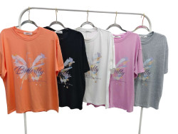 Футболка жіноча, котон (розмір: L-2XL ), мікс кольорів, в упаковці 6 штук №344620