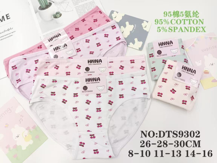 Труси дитячі котон м.DTS9302 (р: 8-16 років) мікс кольорів в упаковці 12 штук  №763784 - Haner 449/451
