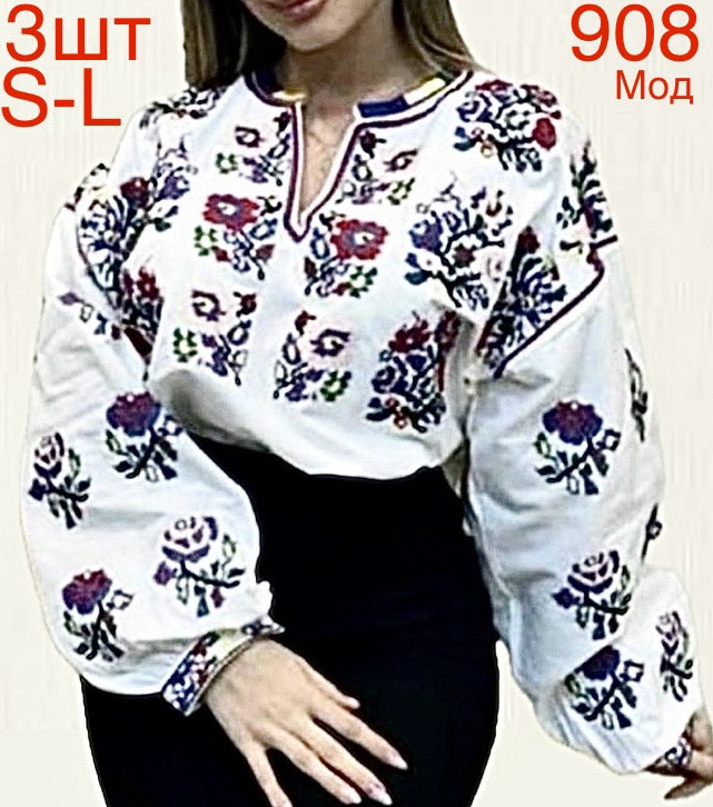 Вишиванка жіноча льон м.908  (р:S-L)  в упаковці 3 штуки №753832 - Nadiyka BG/PO2161-2162