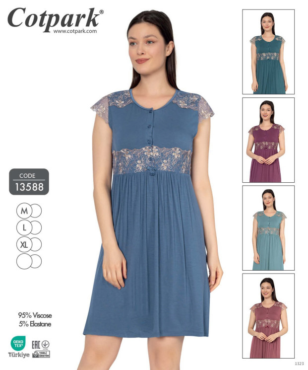Нічна сорочка жіноча, віскоза, м.13588 (Розмір: M-XL), в упаковці 3 штуки №330008 - 