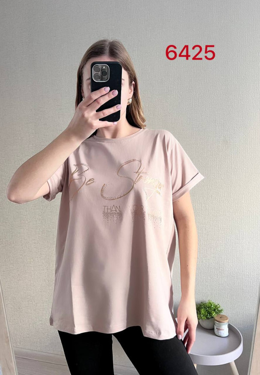 Футболка жіноча, трикотаж, м.6425 (р. 48-50, 52-54 ), 8 кольорів, в упаковці 2 штуки №326160 - 