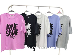 Футболка жіноча, котон (розмір: L-2XL ), мікс кольорів, в упаковці 6 штук №344621