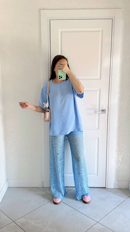 Костюм жіночий з гіпюровими штанами, софт + гіпюр м. 941 (р: 42-46, 48-52) №829494 - 