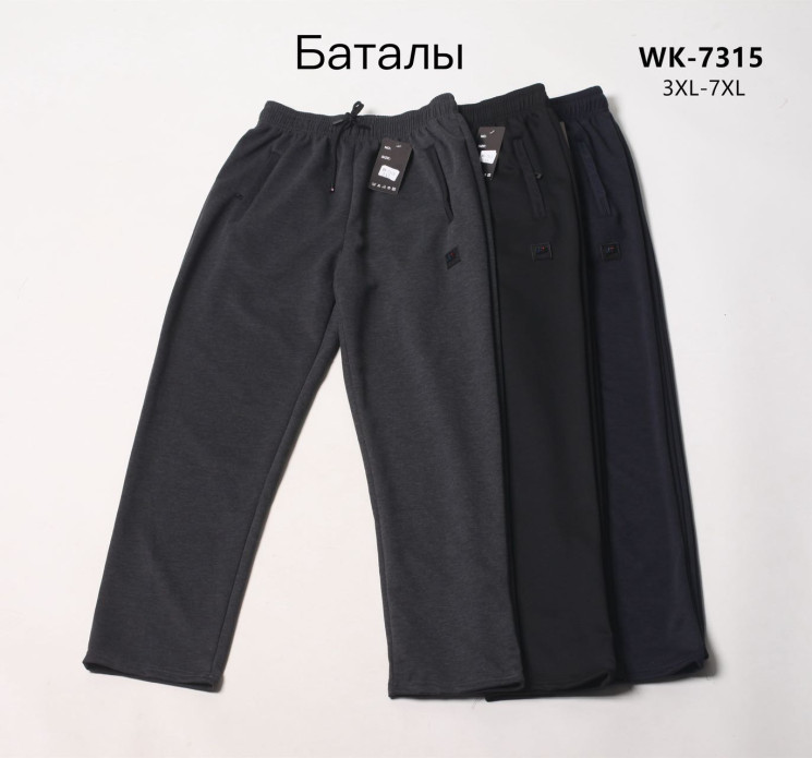 Спортивні штани чоловічі, трикотаж, м.7315 (Розмір: 3XL-7XL ), 3 кольори, в упаковці 5 штук №333384 - Hang SE641