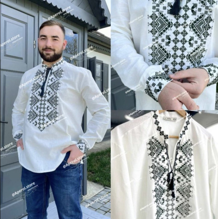 Вишиванка чоловіча, льон (Розмір: S-XL), в упаковці 4 штуки №343896 - Delux 909