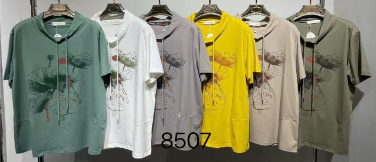 Футболка жіноча 8507 (р.50-54)  6 кольорів в упаковці 5 штук №754627 - Metro SE799