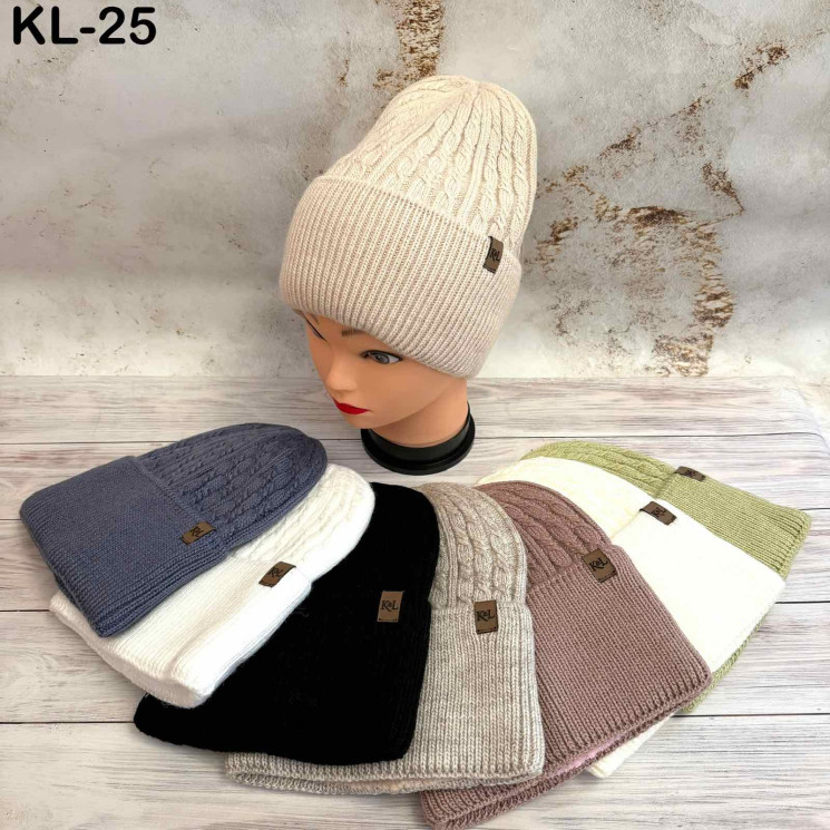 Шапка жіноча "KL25" (р: 56-58) мікс кольорів, в упаковці 5 шт. №375334 - Koroleva 470