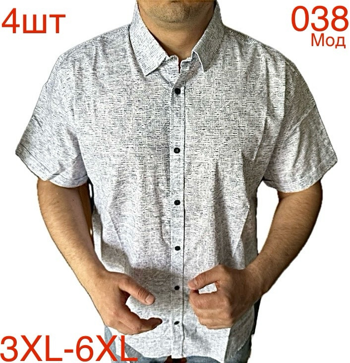 Сорочка чоловіча котон  м.038  (р: 3XL-6XL) в упаковці 4 штуки №753793 - Nadiyka BG/PO2161-2162