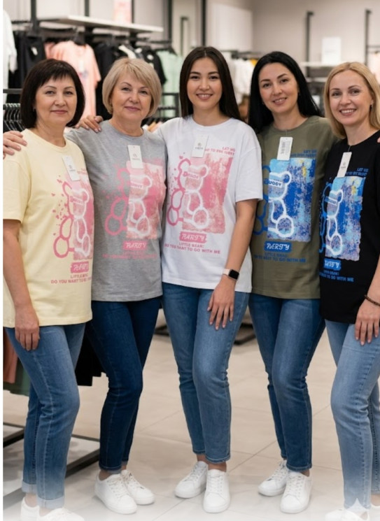 Футболка жіноча, котон, м.ANDIN 5805 (розмір: 46-54), 5 кольорів, в упаковці 5 штук №342129 - 