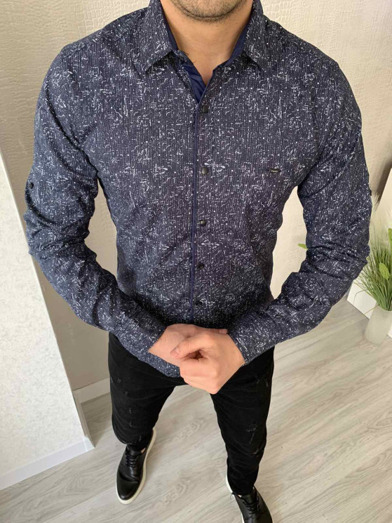 Сорочка No Brand р M-3XL Чоловіча S2927 blue - NikNumbers SE1041-1042