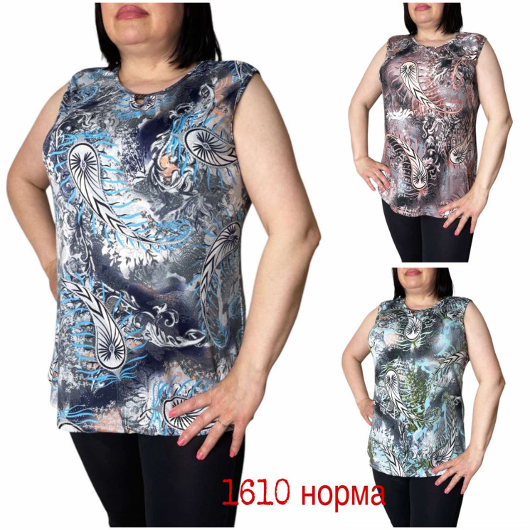 Футболка жіноча "1610" (р: 48-56) мікс кольорів, в упаковці 6 шт. №369655 - NikolayNolen