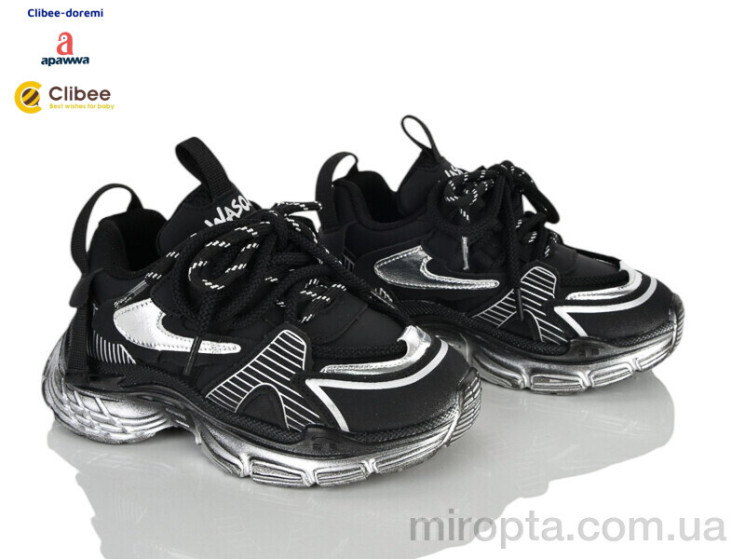 Кросівки AS866517-1 black-silver р: 31-37, в упаковці: 7 пар, купити тільки гуртом - 1183728
